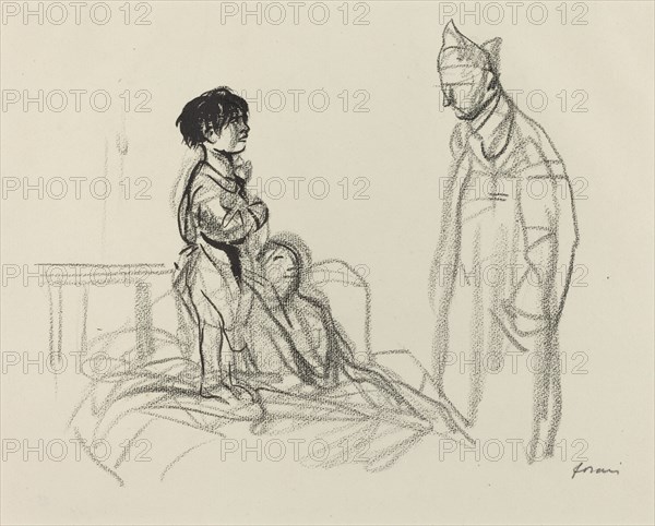Mother and Child Visited by Soldier in Hospital