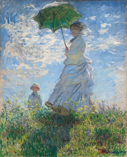 Woman with a Parasol - Madame Monet and Her Son