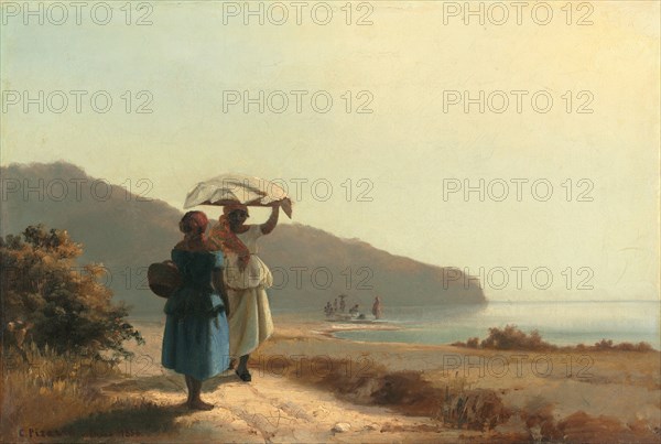 Two Women Chatting by the Sea