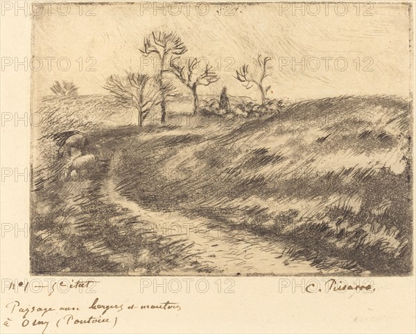 Paysage avec berger et moutons a Osny