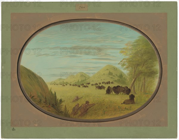 Catlin and Two Companions Shooting Buffalo