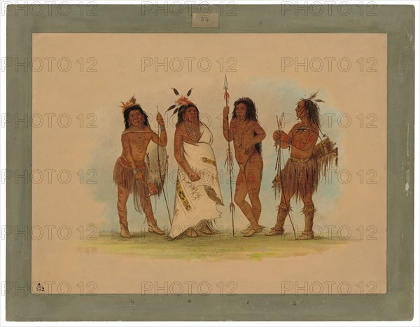 Apachee Chief and Three Warriors