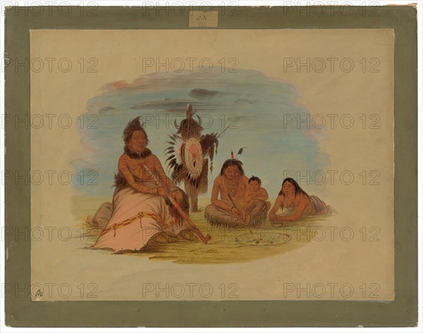 An Aged Minatarree Chief and His Family