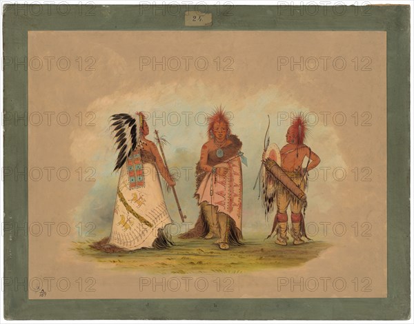 A Pawnee Chief with Two Warriors