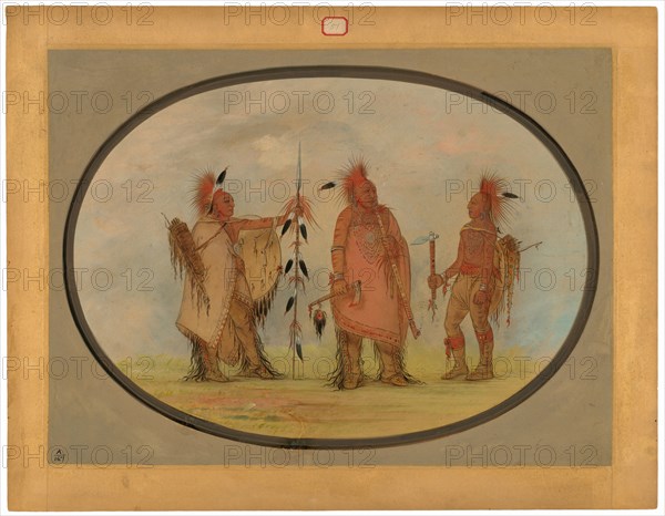 Osage Chief with Two Warriors