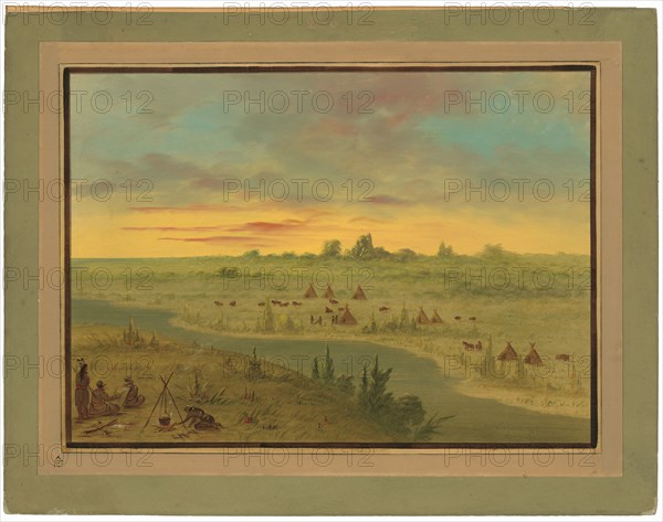 Encampment of Pawnee Indians at Sunset