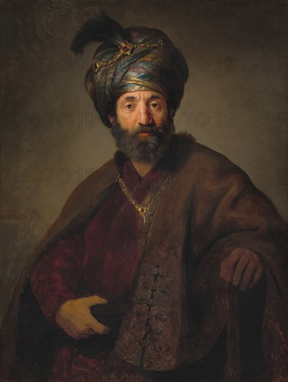 Man in Oriental Costume, c. 1635. Creators: Rembrandt Harmensz van Rijn, Workshop of Rembrandt.