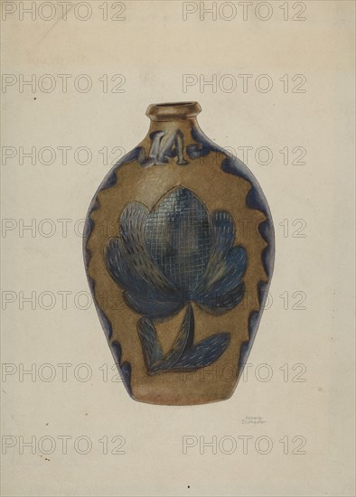 Pa. German Stoneware Flask, c. 1940. Creator: Beverly Chichester.