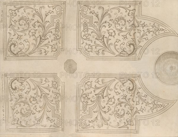 Design for a fountain and four square parterres for a pleasure garden