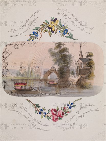 Double cobweb valentine with Venetian scene