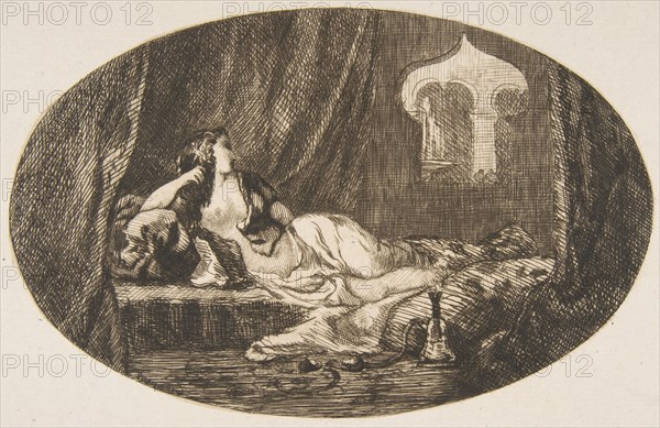 Odalisque reclining in a harem