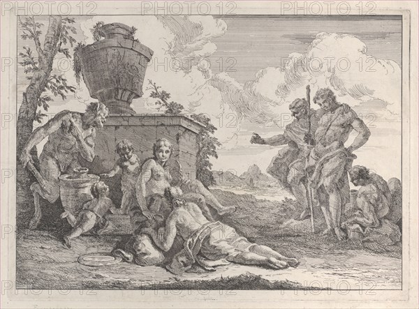 Satyr with Club and Seven Figures