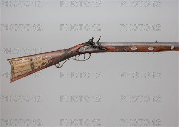 Flintlock Rifle with Case and Bullet Mould Made for Colonel Jacob Bates