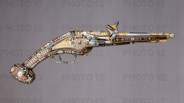 Pair of Wheellock Pistols with Matching Priming Flask/Spanner