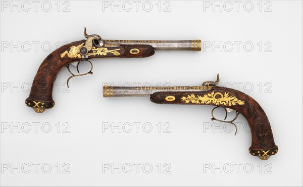 Cased Pair of Percussion Target Pistols with Loading and Cleaning Accessories