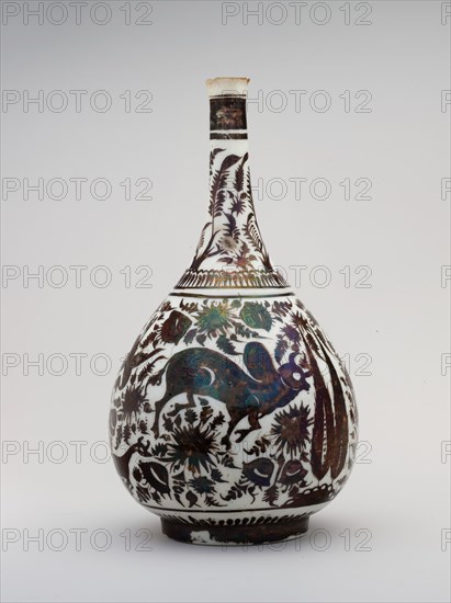 Pear-Shaped Bottle with a Bullock Design