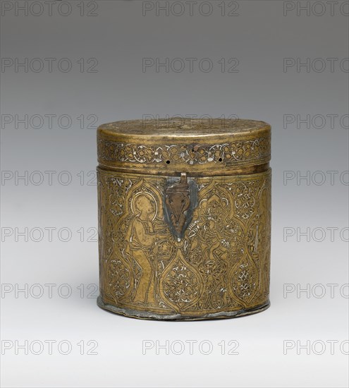 Pyxis Depicting Standing Saints or Ecclesiastics...