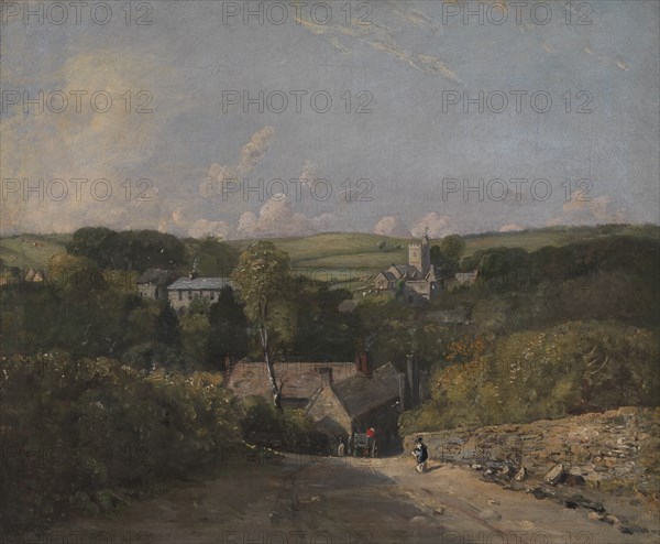 Osmington Village;View of Osmington Village with the Church and Vicarage;Osmington Village, with the Church and Vicarage, 1816 to 1817.