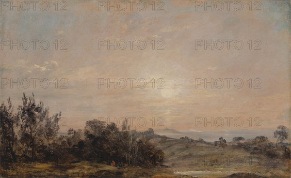 Hampstead Heath looking towards Harrow;Hampstead Heath at Sunset, looking towards Harrow;Hamstead Heath at sunset, Looking towards Harrow;Hampstead Heath at Sunset , Looking Towards Harrow;Harrow from the fields at Child's Hill, 1821 to 1822.