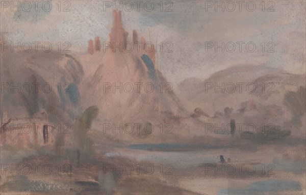 ?Petit Andeleys on the Seine;Landscape with a Castle on a Hill, 1822 to 1825. Formerly attributed to Joseph Mallord William Turner and Peter DeWint