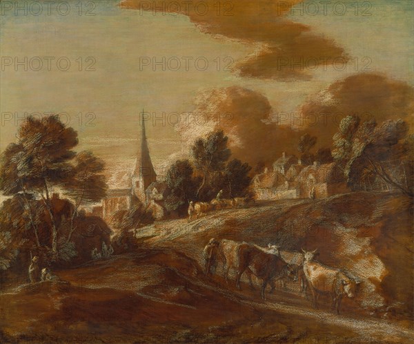 An Imaginary Wooded Village with Drovers and Cattle, between 1771 and 1772.