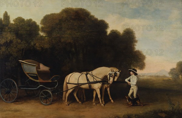 Phaeton with a Pair of Cream Ponies and a Stable-Lad;Phaeton with a pair of cream ponies and a tiger-lad;Charles II and Nell Gwynn at Newmarket Heath;Phaeton with 2 Cream Ponies and a Stable Lad;Two Grey Ponies Drawing a Carriage with a Stable Boy and a Dog, between 1780 and 1784.