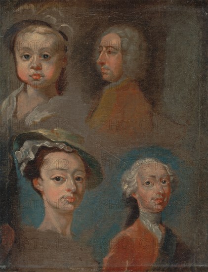 Studies of Heads, ca. 1733.