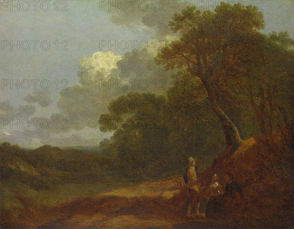 Wooded Landscape with a Man Talking to Two Seated Women, ca. 1745.