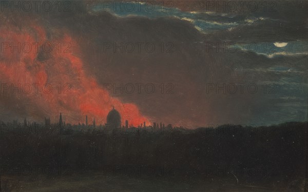 Fire in London, Seen from Hampstead;The Burning of the Houses of Parliament;Fire at the House of Parliament, Oct. 16, 1834, as seen from Hampstead;Fire in London, from Hampstead, ca. 1826.