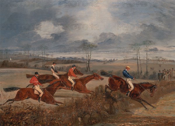 Scenes from a steeplechase: Taking a Hedge;A Steeplechase: Near the Finish, ca. 1845.