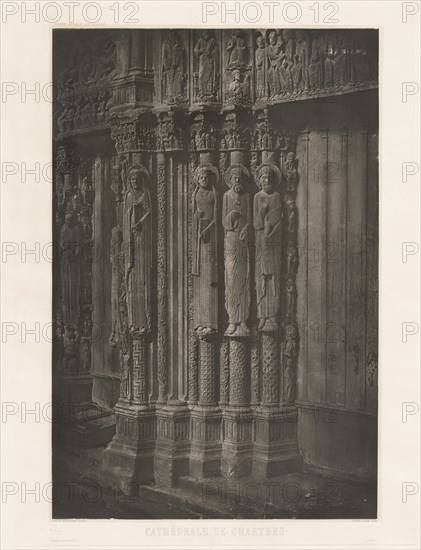 Planche XIII ? Cathédrale de Chartres, Statues Colonnes de la Porte Centrale du Portail Royal (Plate XIII ? Chartres Cathedral, Statue Columns in the Central Door of the Royal Entrance), 1855, printed 1982.