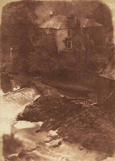 Colinton Manse and weir, with part of the old mill on the right, 1846.