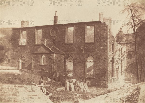 Lady Glenorchy's Chapel during demolition, on the site of Waverley Station, c. 1846.