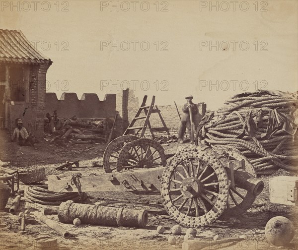 Interior of Pehtang Fort Showing the Magazine and Wooden Gun, August 1, 1860, 1860.