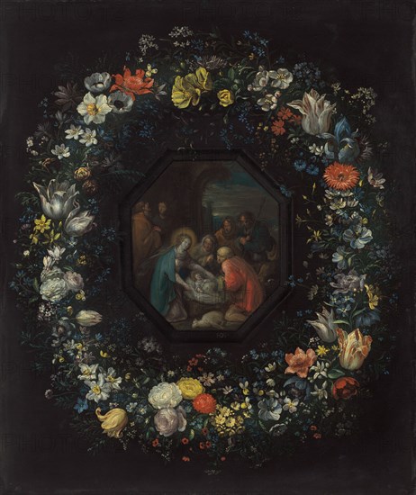 Garland of Flowers with Adoration of the Shepherds, c. 1625/1630.