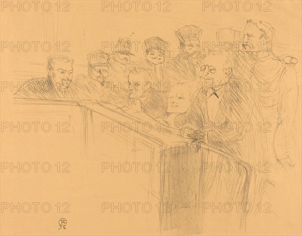 Dupas Deposition (Déposition Dupas), 1896. Eugene Dupas giving evidence during the deposition of Emile Arton