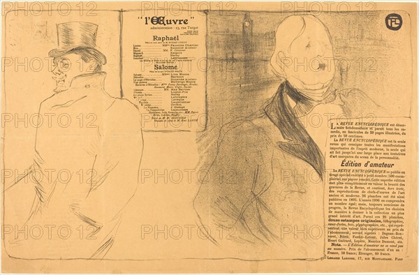 Raphaël; Salomé, 1896. Program for a double bill with portraits of Romain Coolus and Oscar Wilde