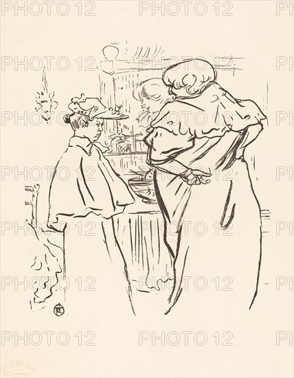 Two Women before a Mirror. Observations of daily life inside a Parisian brothel where Lautrec resided.