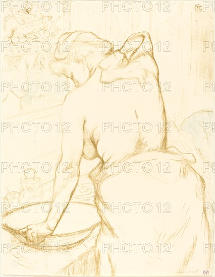 Woman Washing Herself (Femme qui se lave), 1896. Observations of daily life inside a Parisian brothel where Lautrec resided.