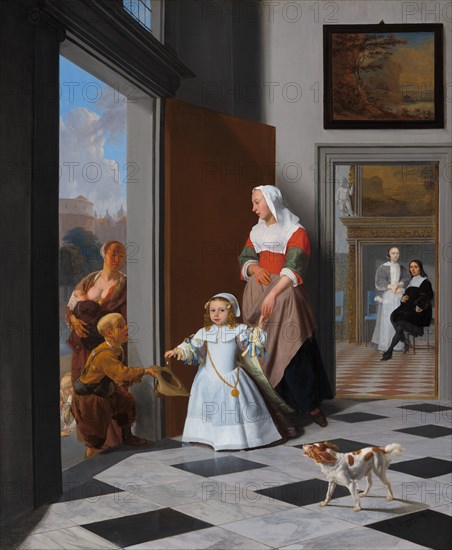 A Nurse and a Child in an Elegant Foyer, 1663.