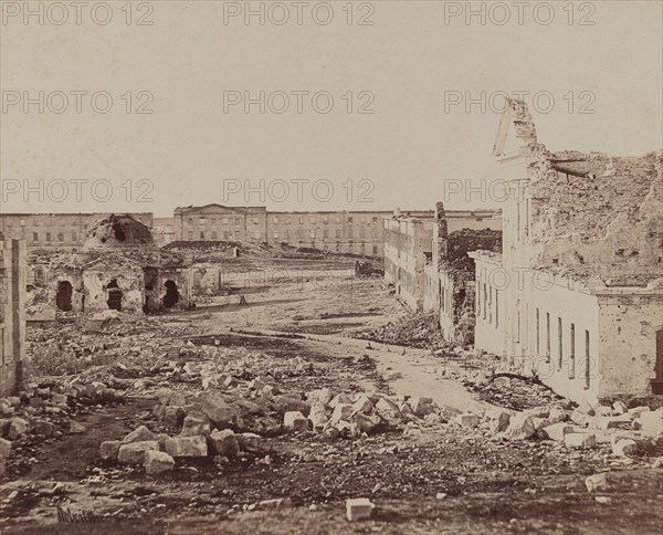 Courtyard with Domed Building in Ruins, 1855-1856.