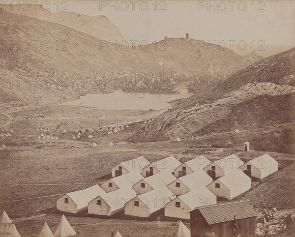 Hutted Camp with Balaclava Harbor in Distance, 1855-1856.
