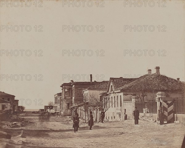 View of Street with Soldiers, 1855-1856.