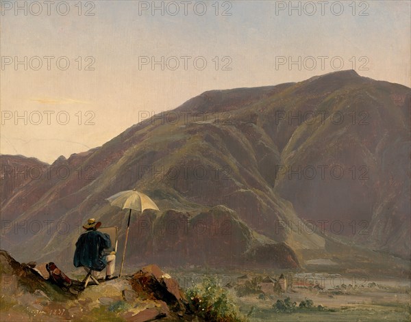 View of Bozen with a Painter, 1837.