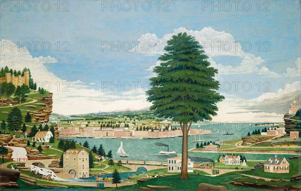 Composite Harbor Scene with Castle, c. 1875.