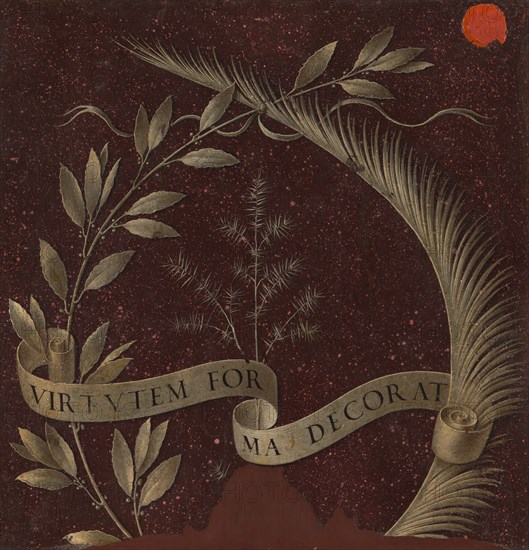Wreath of Laurel, Palm, and Juniper with a Scroll inscribed Virtutem Forma Decorat [reverse], c. 1474/1478.
