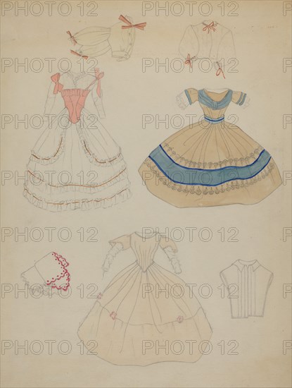Doll and Wardrobe, c. 1936.