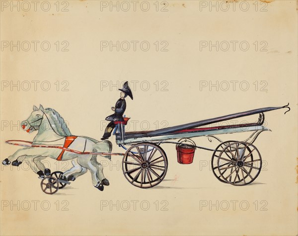 Toy Hook and Ladder, with Two Horses, c. 1936.