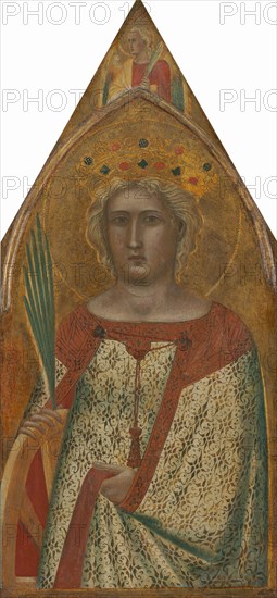 Saint Catherine of Alexandria, with an Angel [right panel], probably 1340.