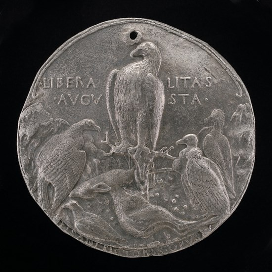 Eagle and Lesser Birds of Prey in a Rocky Landscape [reverse], 1449.